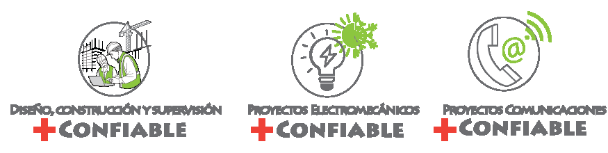 Especialidades de Palmarejo: diseño, construcción y supervisión; proyectos electromecánicos; y proyectos de comunicaciones